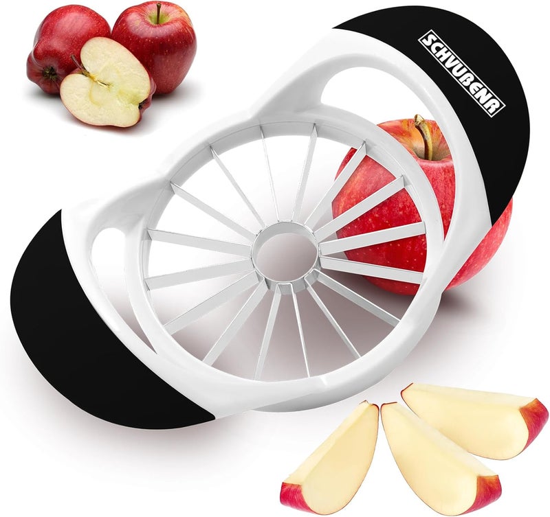 SCHVUBENR Apple Slicer and Corer - 4.72 Inch Stainless Steel Apple Cutter with 16 Sharp Blades - Professional Apple Divider Tool for Quick Slices - Easy to Use & Clean - Slice Fruits with Ease - Black - Image 1